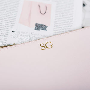 Lederclutch Rosa personalisiert | Mein Monogramm