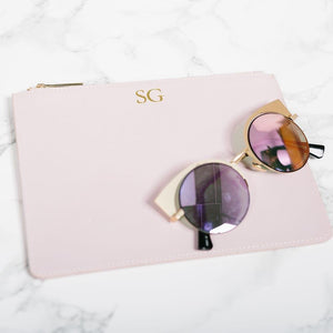 Lederclutch Rosa personalisiert | Mein Monogramm