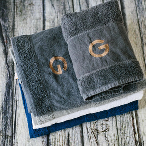 Set Badetuch und 2 Handtücher unifarben personalisiert | Mein Monogramm